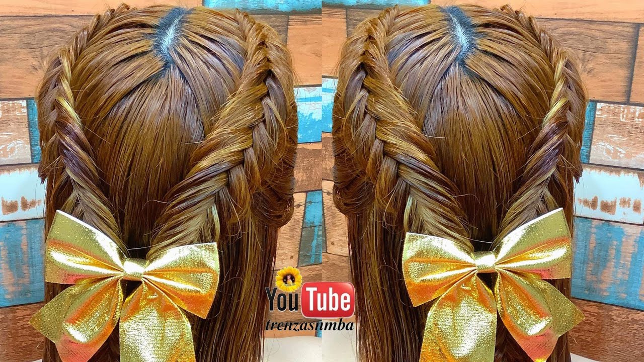 Hermoso peinado en trenza espiga fácil ❤️, peinado para niñas, peinado navideño