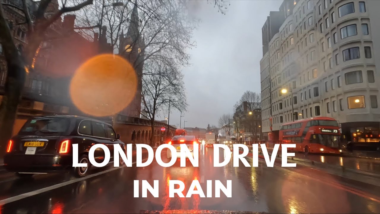 London 4K Drive | Morning Driving through Heavy Rain & Puddles | GoPro Hero 10 Test | December 2022