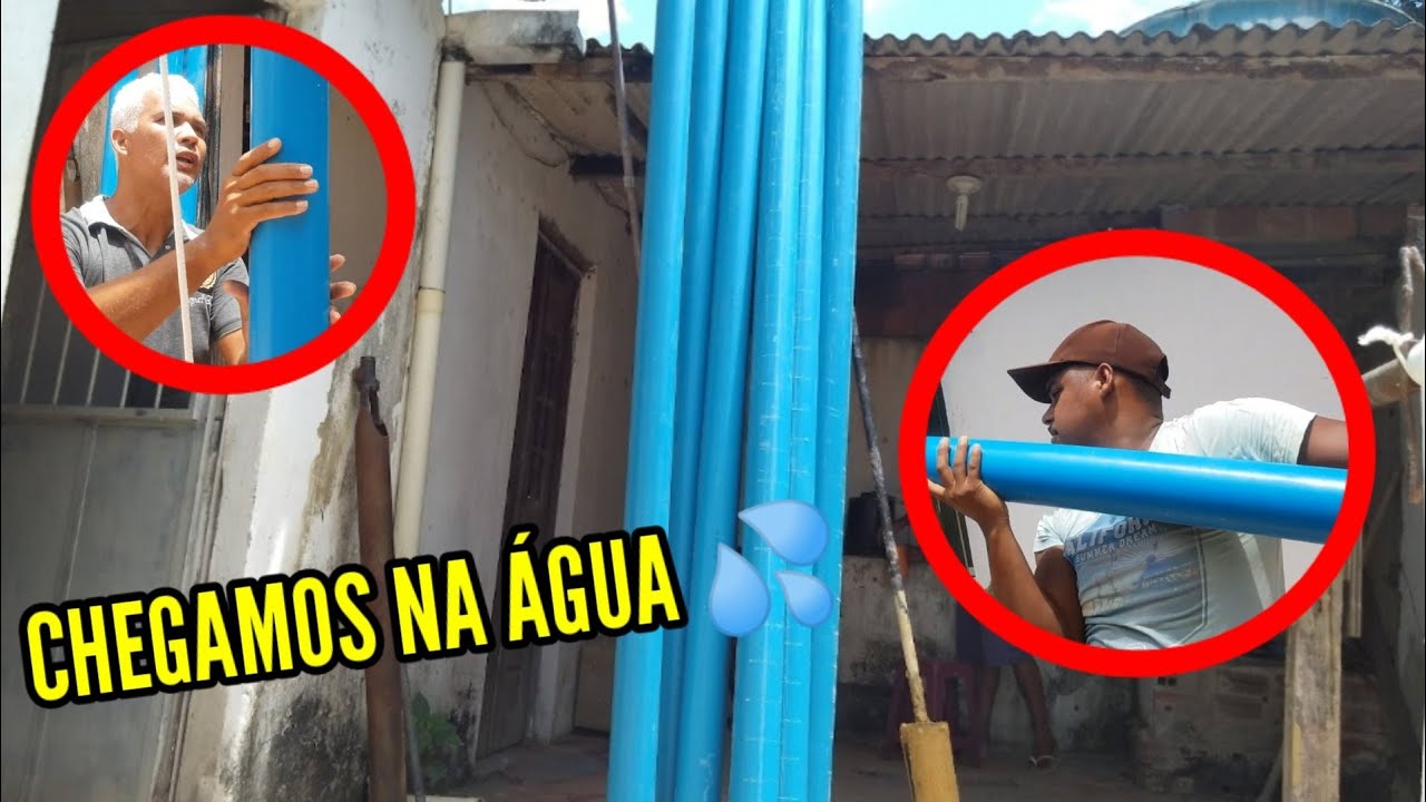 POÇO ARTESIANO DEU AGUA COM 40 METROS E JÁ FIZEMOS O REVESTIMENTO DELE COM OS CANOS!!!