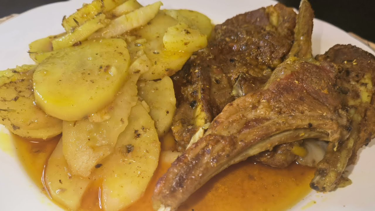 كوتلات اوالريش مع البطاطا في الفرن طايب زبدة Côtelettes d'agneau pomme de terre au four un délices