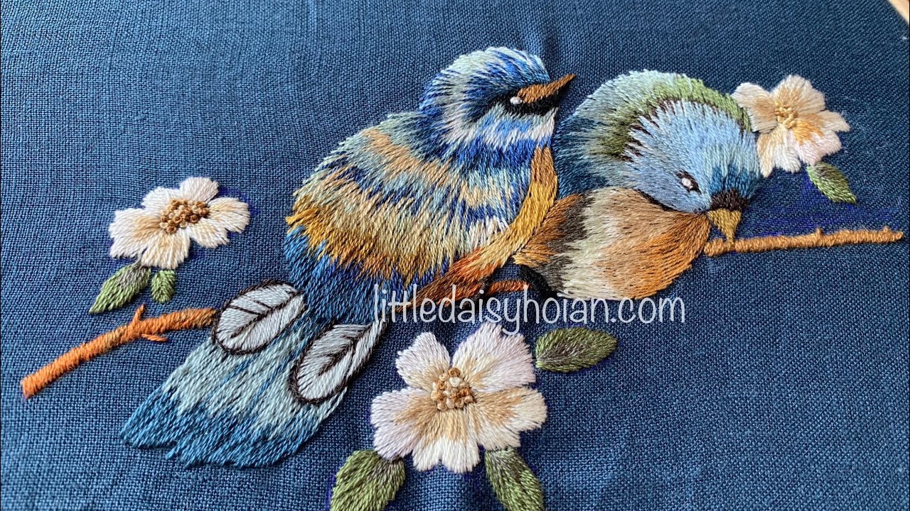 Th&ecirc;u Chim V&agrave; Hoa C&uacute;c   How To Embroider Birds