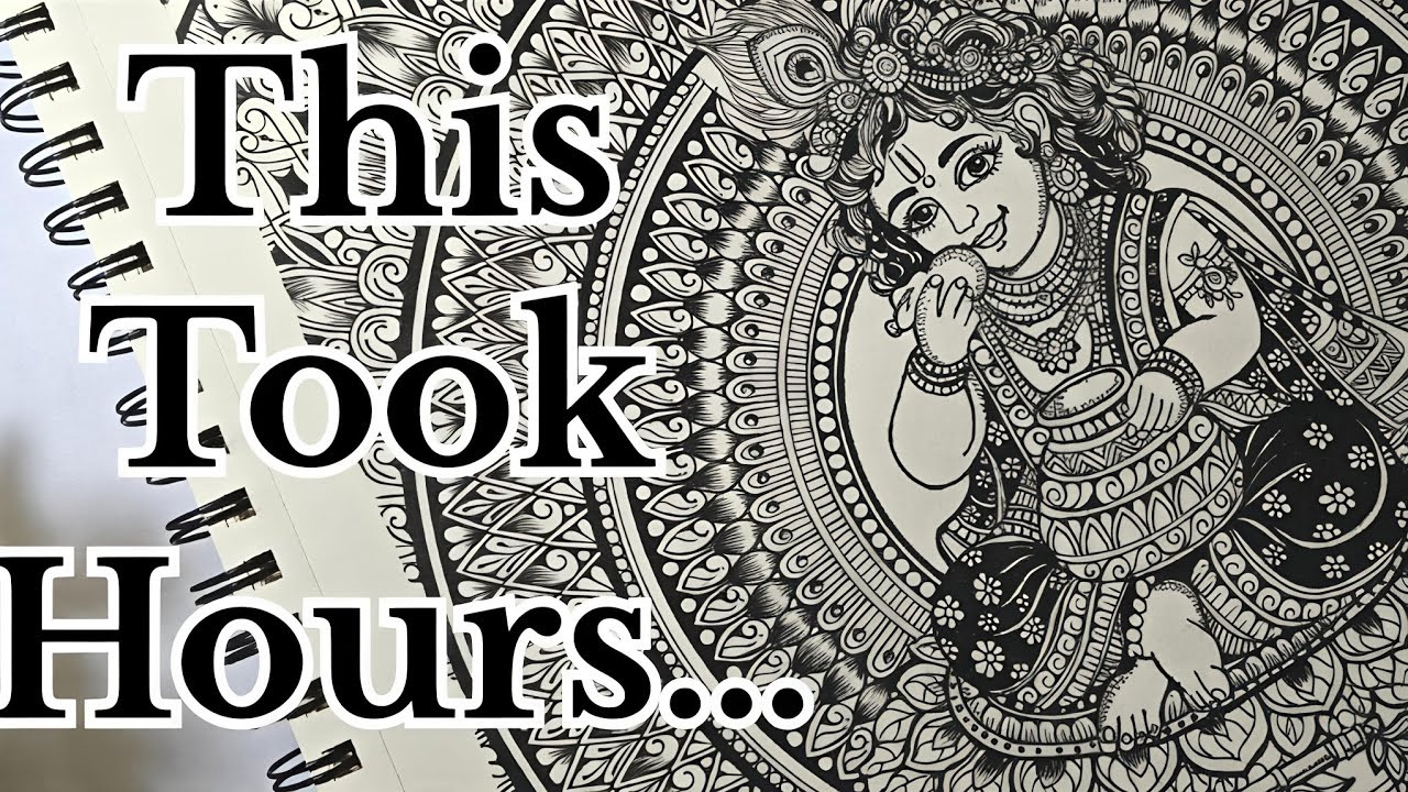 A3 Krishna Mandala Art | Detailed Hand Drawn Mandala | Relaxing Art Process #krishna #stepbystep 