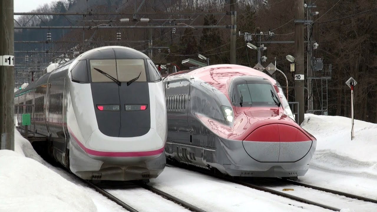 E6系スーパーこまち & E3系こまち 田沢湖線刺巻駅交換 【Super Komachi】