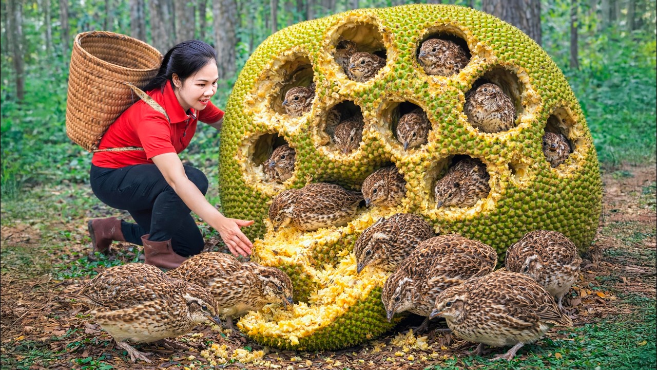 Harvesting 1000+ Giant Jackfruit Quail & Go to Market Sell | Recipe for trap birds use jackfruit