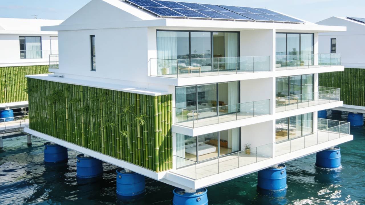 Genius man's challenge: Build a luxurious floating house using only bamboo and buckets!#diy