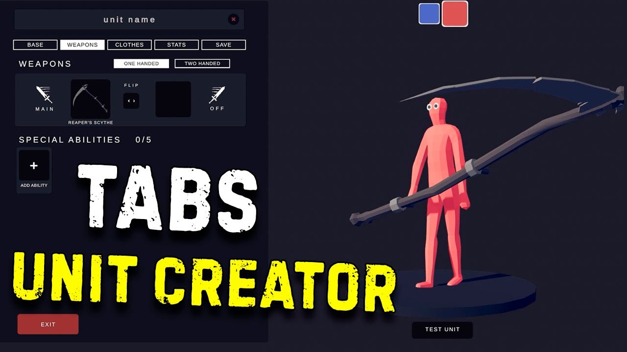 Unit Creator tabs beta Первый взгляд Totally Accurate Battle Simulator