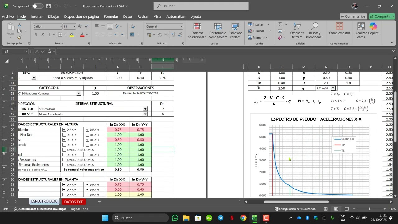 Hoja de cálculo automatizado del Espectro de Respuesta en Mathcad Prime (Norma E.030).