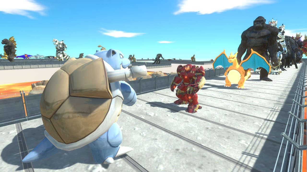 BLASTOISE vs GHIDORAH LAVA DEATH RUN - Animal Revolt Battle Simulator