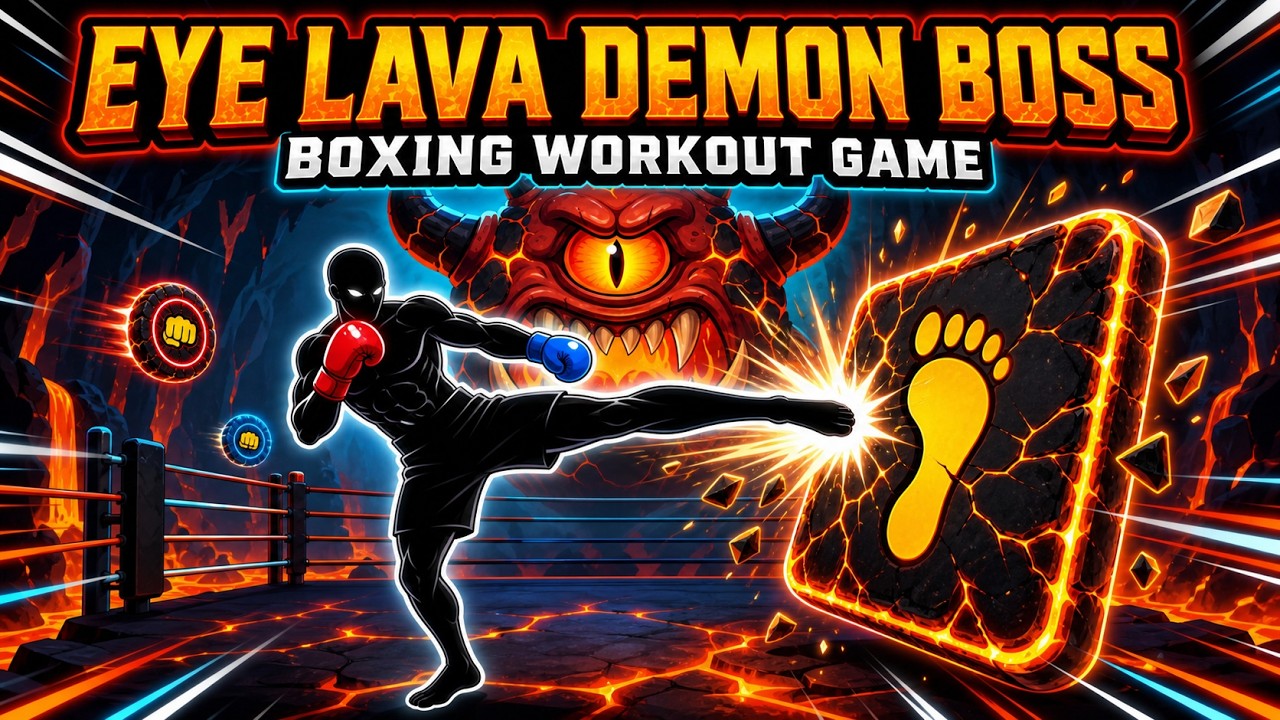 👁🔥 EYE LAVA DEMON BOSS BOXING 🥊 4-Level Rhythm Workout Game | Immersive Warm Up | Interactive Game 🟢