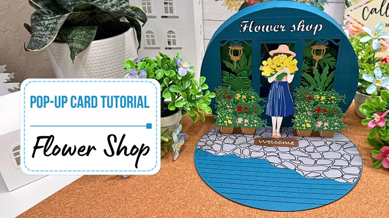 🌸 POP-UP Flower Shop Card Tutorial | 3D|🌸