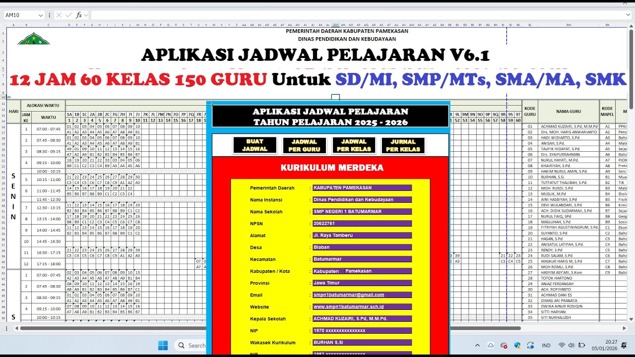 Aplikasi JADWAL PALAJARAN Terbaru V6.1 Untuk SD, SMP, SMA, SMK