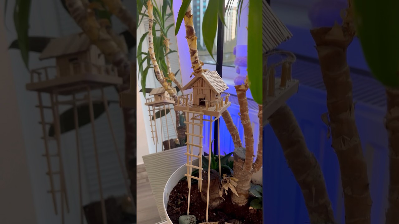 DIY Mini Tree House using Popsicle sticks #shorts #diy #crafts #homedecor #craftideas #tutorial