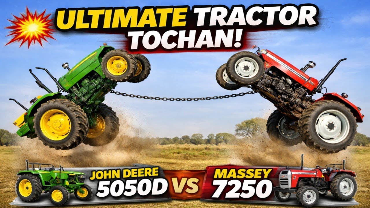 John Deere & Massey Fergusion tractor Tochan #massey #johndeere 
