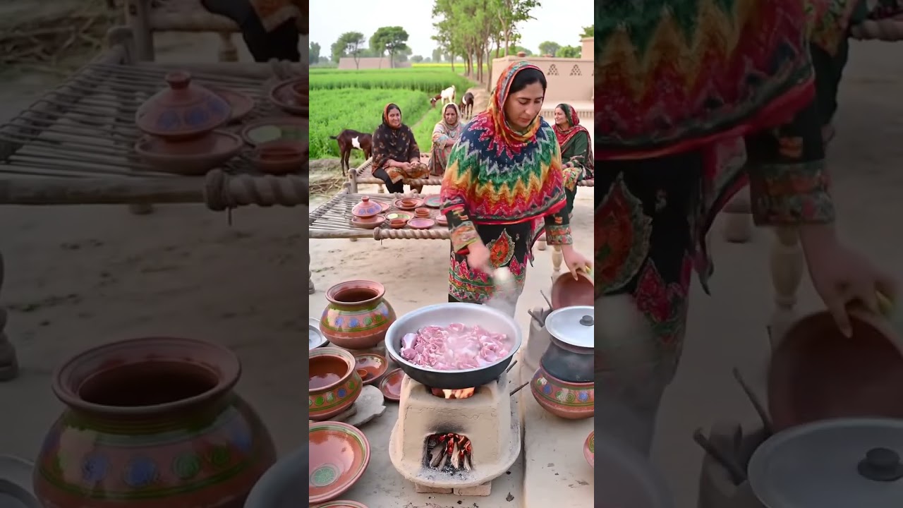 Pakistani Village Family Gathering | Traditional Meat Cooking in Desi Style