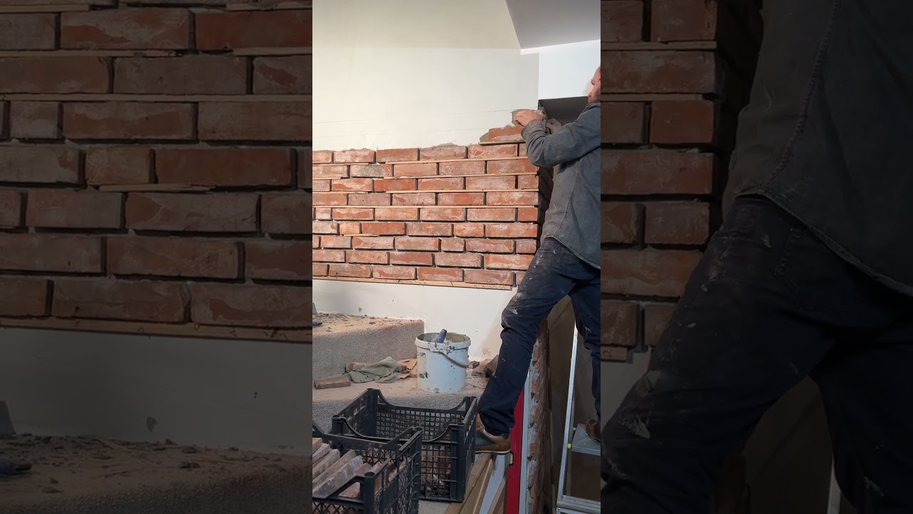 Montaż płytek ze starej cegły - klejenie