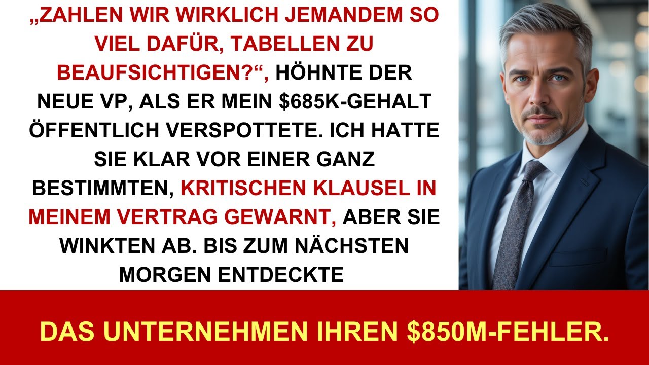 Neuer VP verhöhnte mein 685k-Gehalt – eine Vertragsklausel kostete sie 850 Mio.