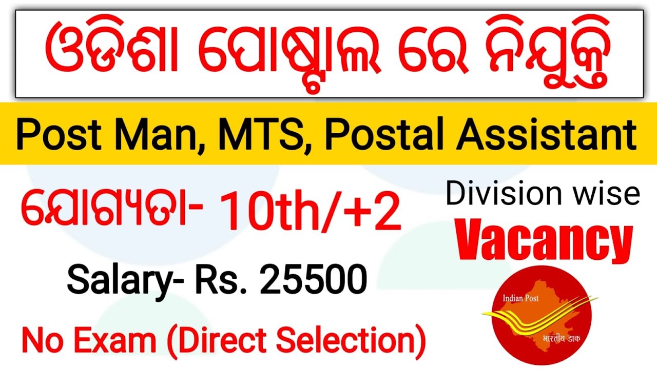Odisha Postal Recruitment | 10th Pass Postal Job | Division wise Vacancy | Odisha Postal Job 2021