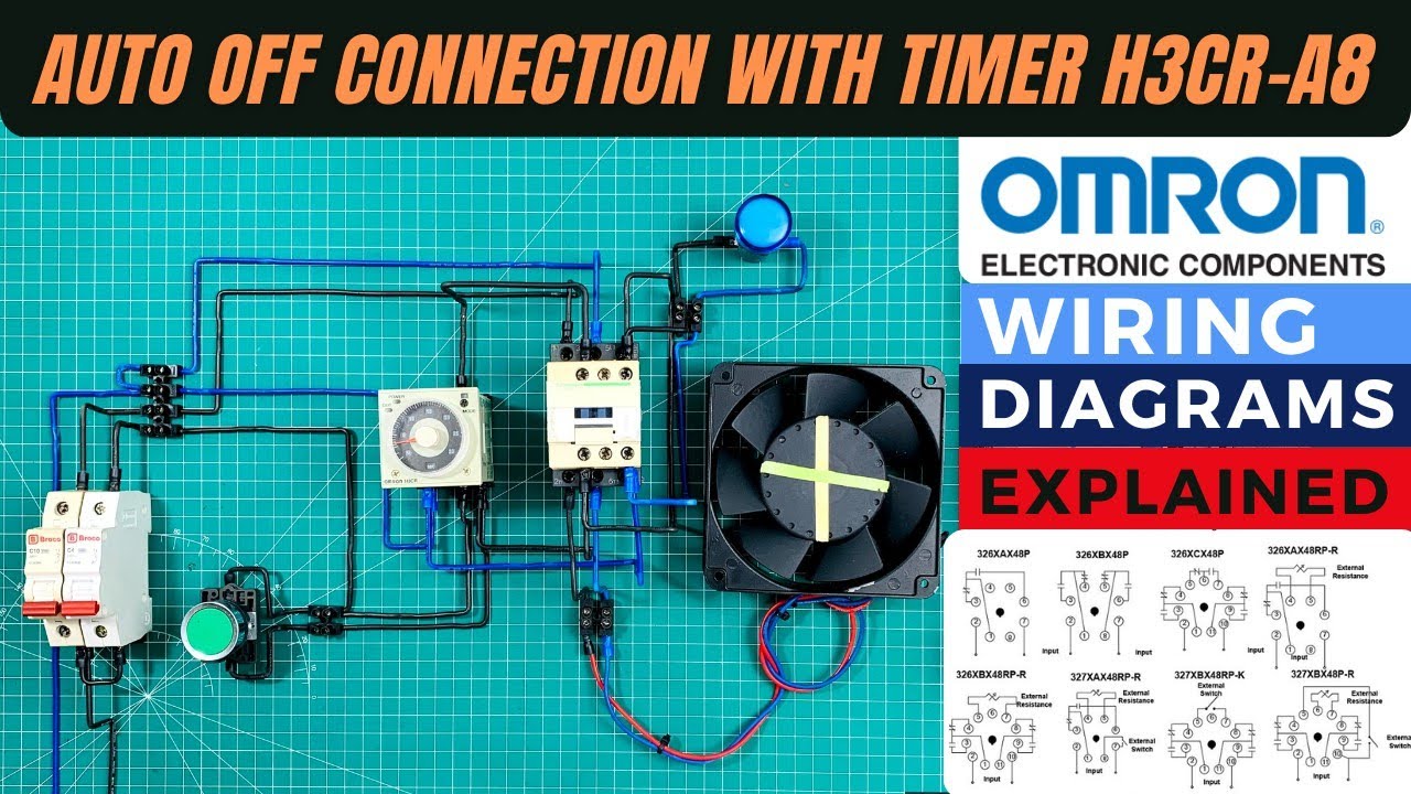 CARA PASANG WIRING  PADA SISTEM OTOMATIS OFF MENGUNAKAN TIMER OMRON H3CR-A8