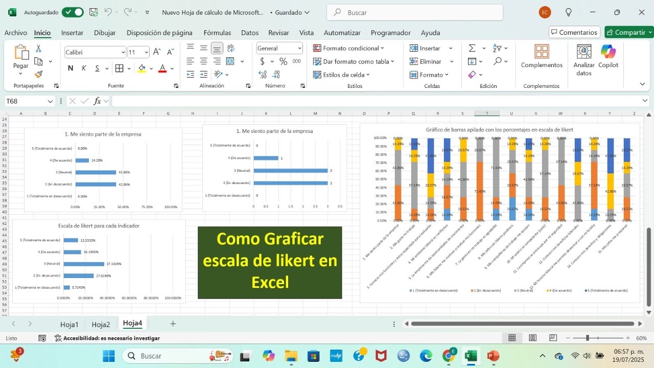 Como Graficar escala de likert en Excel