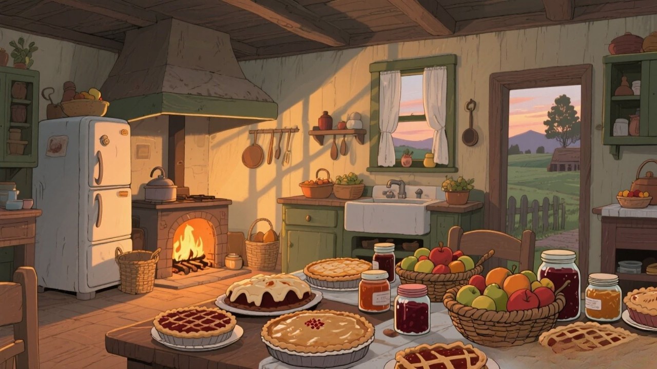 A Cozy 1930s Kitchen at Dusk — Another Room Where Warm Shadows Gather Softly