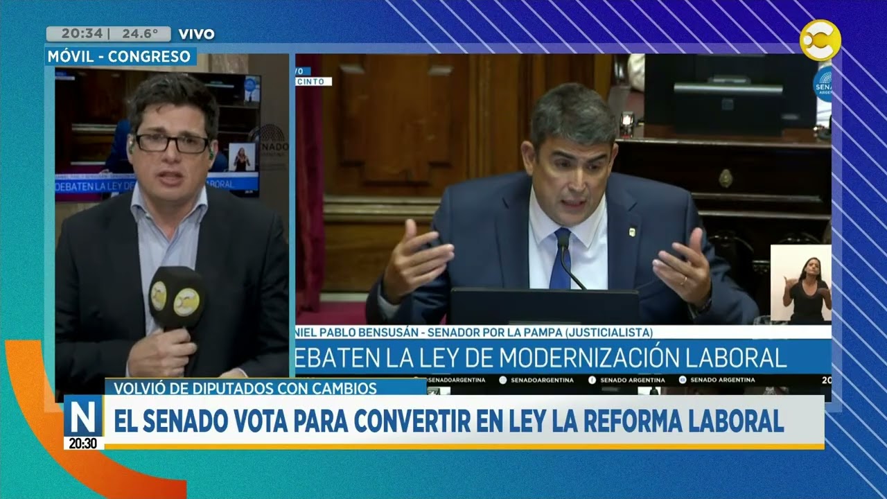 El Senado vota para convertir en ley la reforma laboral | N20:30 | 27-02-26