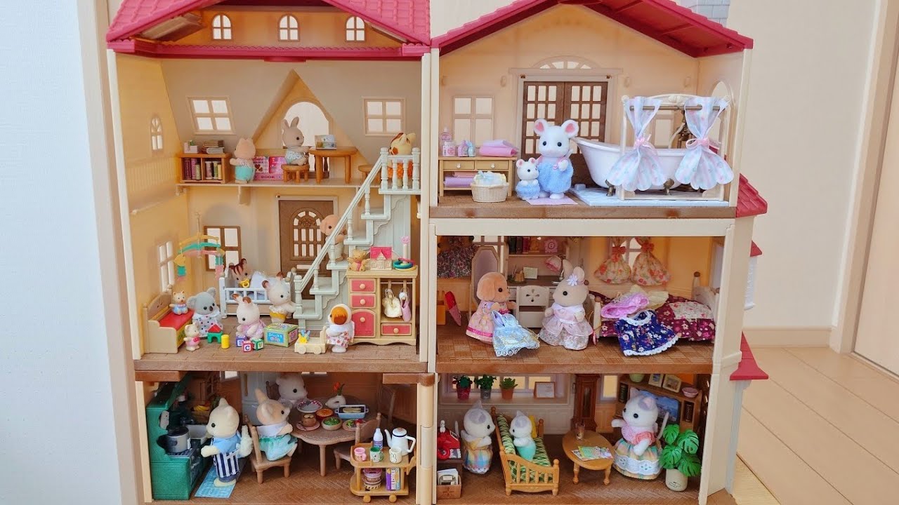 はじめてのシルバニアファミリー 赤い屋根の大きなお家 合わせてみた! リーメント ミニチュア sylvanianfamilies calicocritters 森林家族