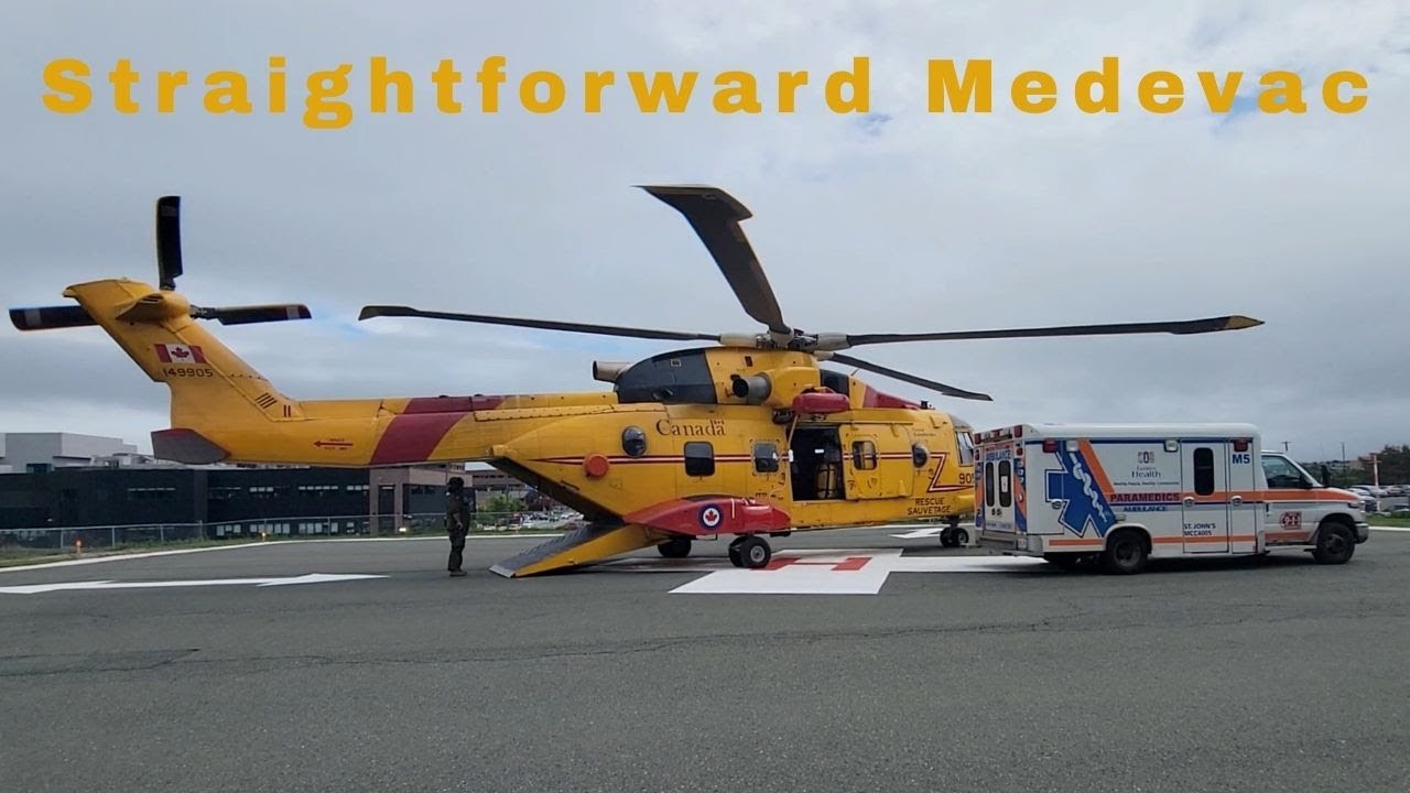 Helicopter medevac mission from a community hospital to a trauma centre.