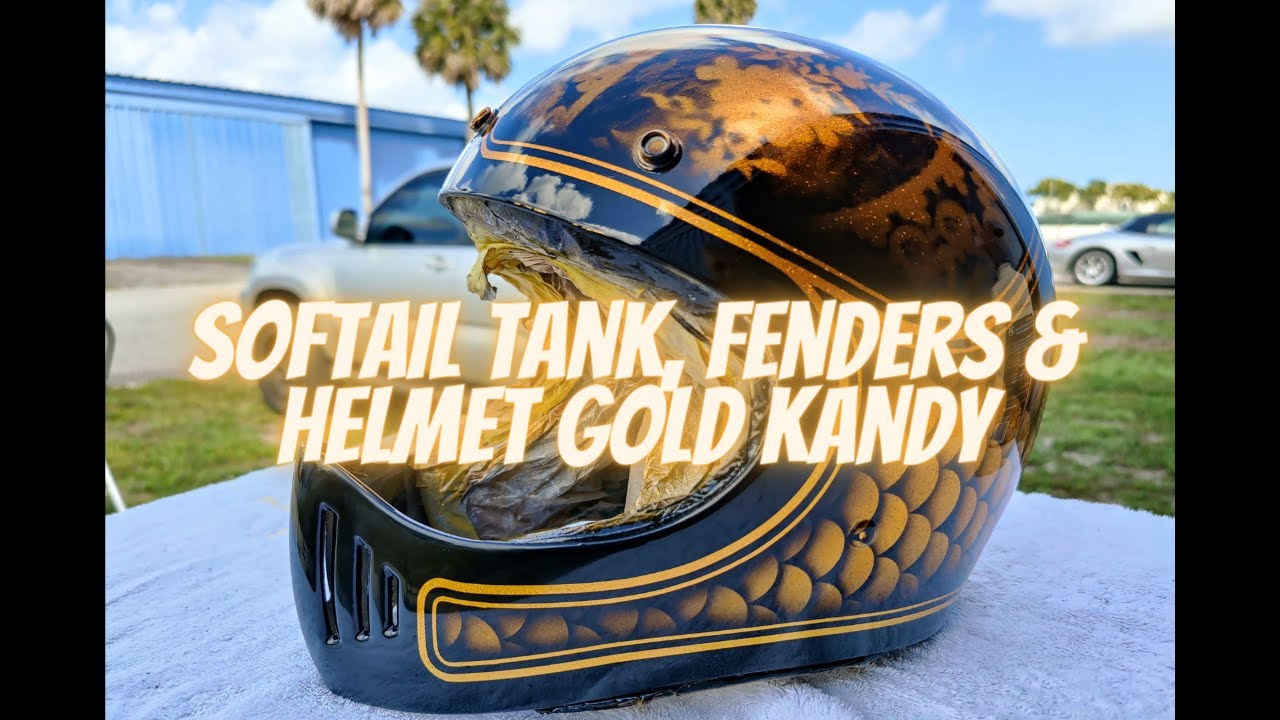 Harley Davidson Softail tank, fender & helmet Gold Kandy
