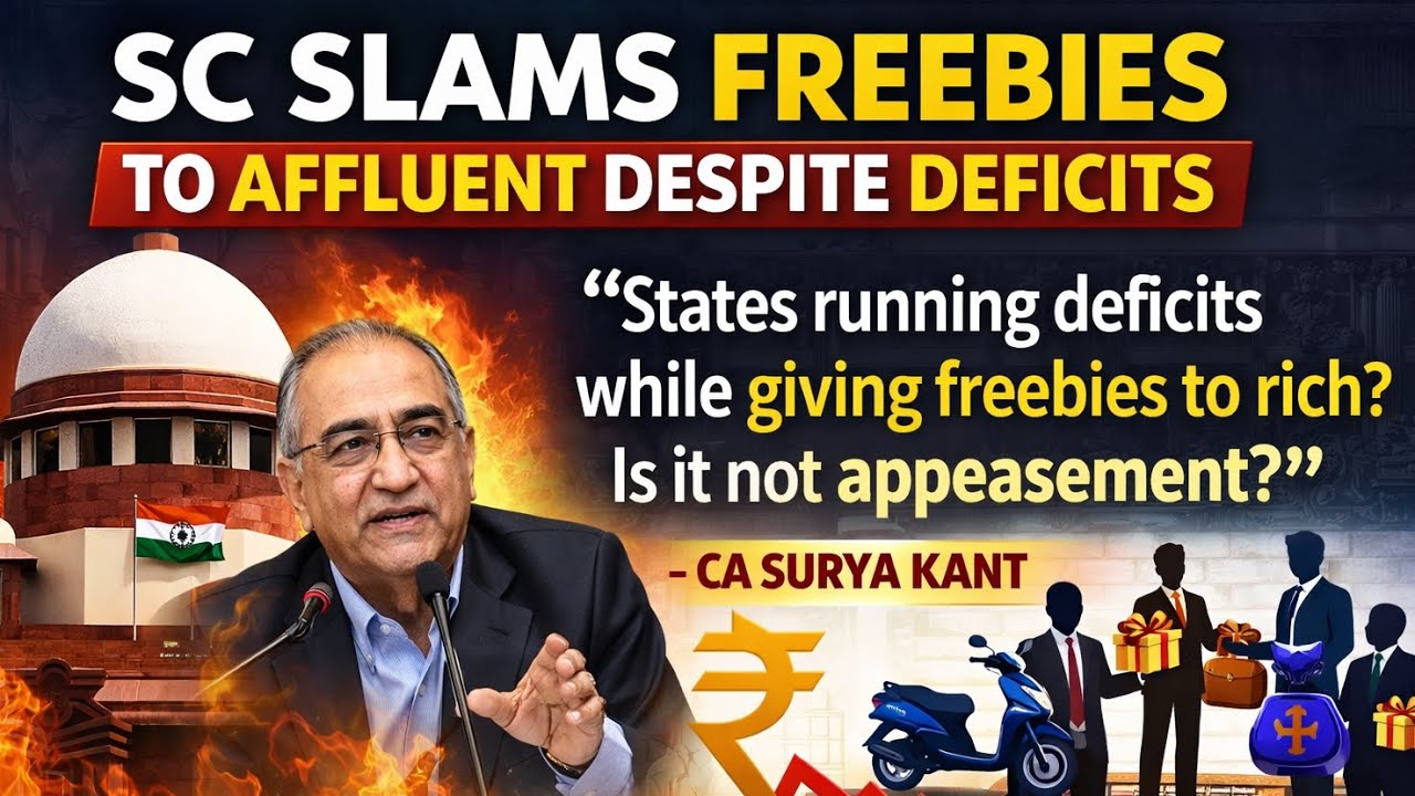 SC Slams Freebies to Rich Amid Deficits | Fiscal Discipline Debate | UPSC GS 2 & 3 #freebies #upsc 