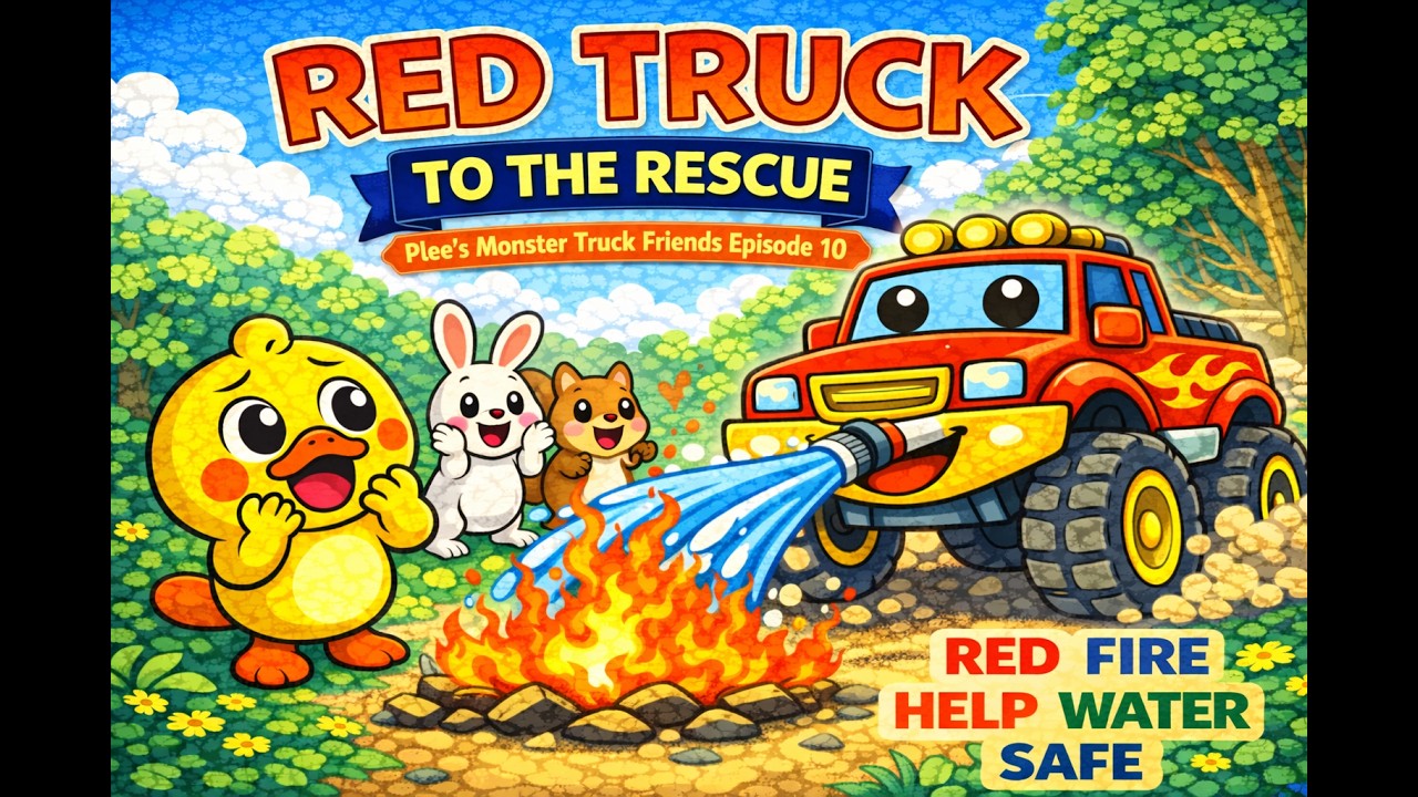 Red Truck to the Rescue! | Monster Truck Helps Put Out a Fire🚚🔥