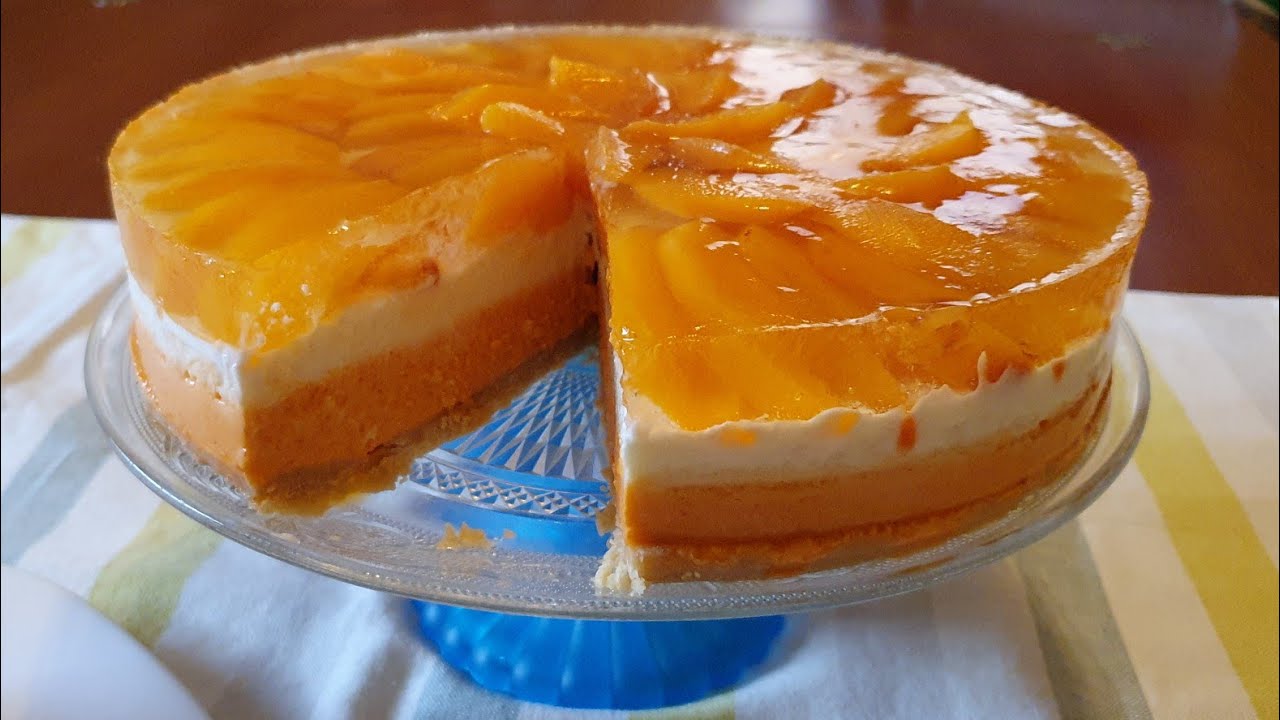 TORTA DI PESCHE SENZA COTTURA facile,fresca e golosa! | franceska chef | No bake peach cheesecake
