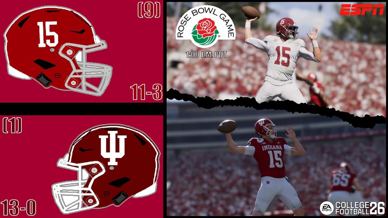 (9) Alabama vs. (1) Indiana | 2025 Rose Bowl | College Football 26