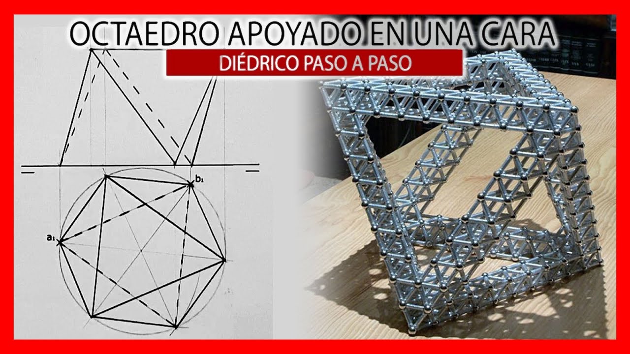 😎 OCTAEDRO apoyado en una CARA 👨‍🎓 octaedro sistema diédrico | Poliedros dibujo técnico