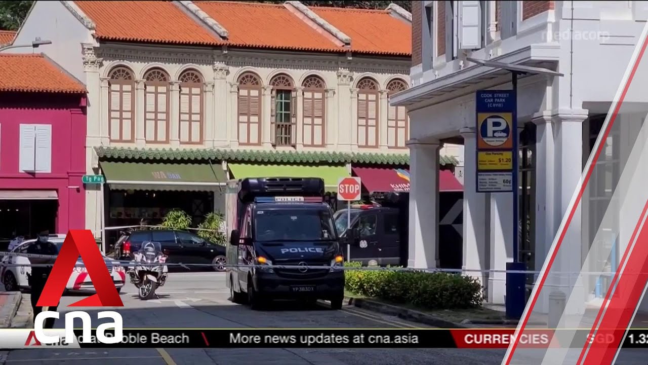 Police hearses seen at scene of Tanjong Pagar car crash that killed 5 men