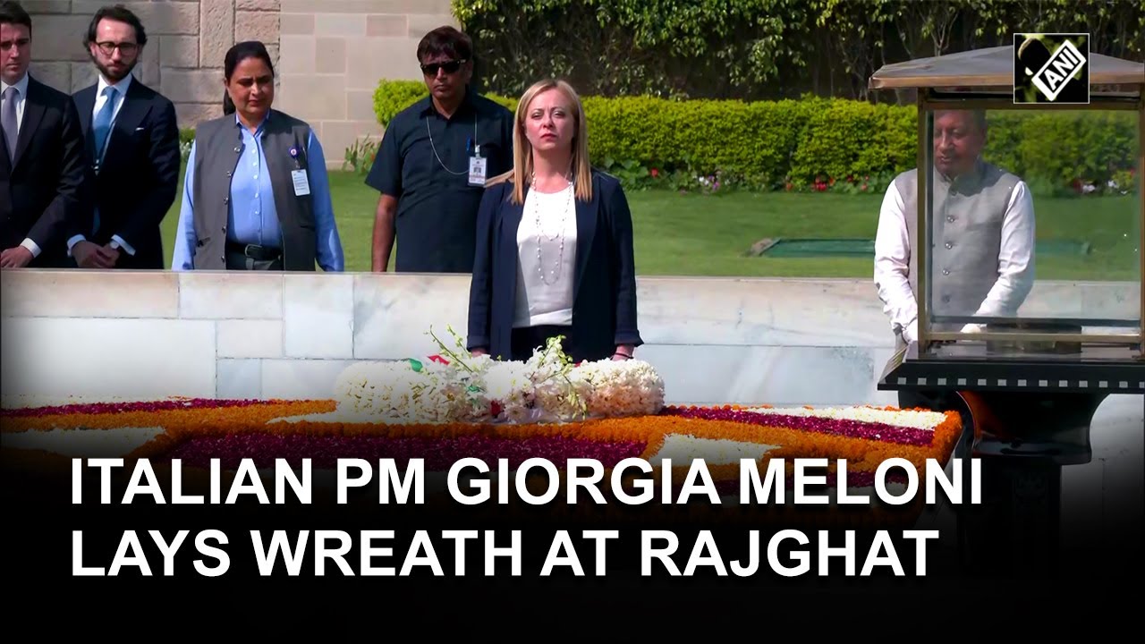 Italian PM Giorgia Meloni lays wreath at Mahatma Gandhi memorial in Rajghat