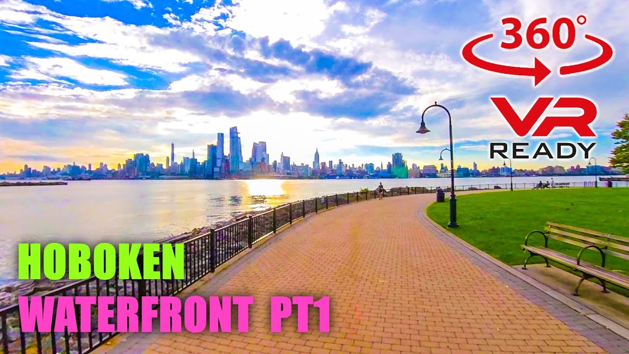 Cycling NJ VR 360° HUDSON RIVER WATERFRONT Part 1 - Hoboken NJ | Biking Cycling New Jersey