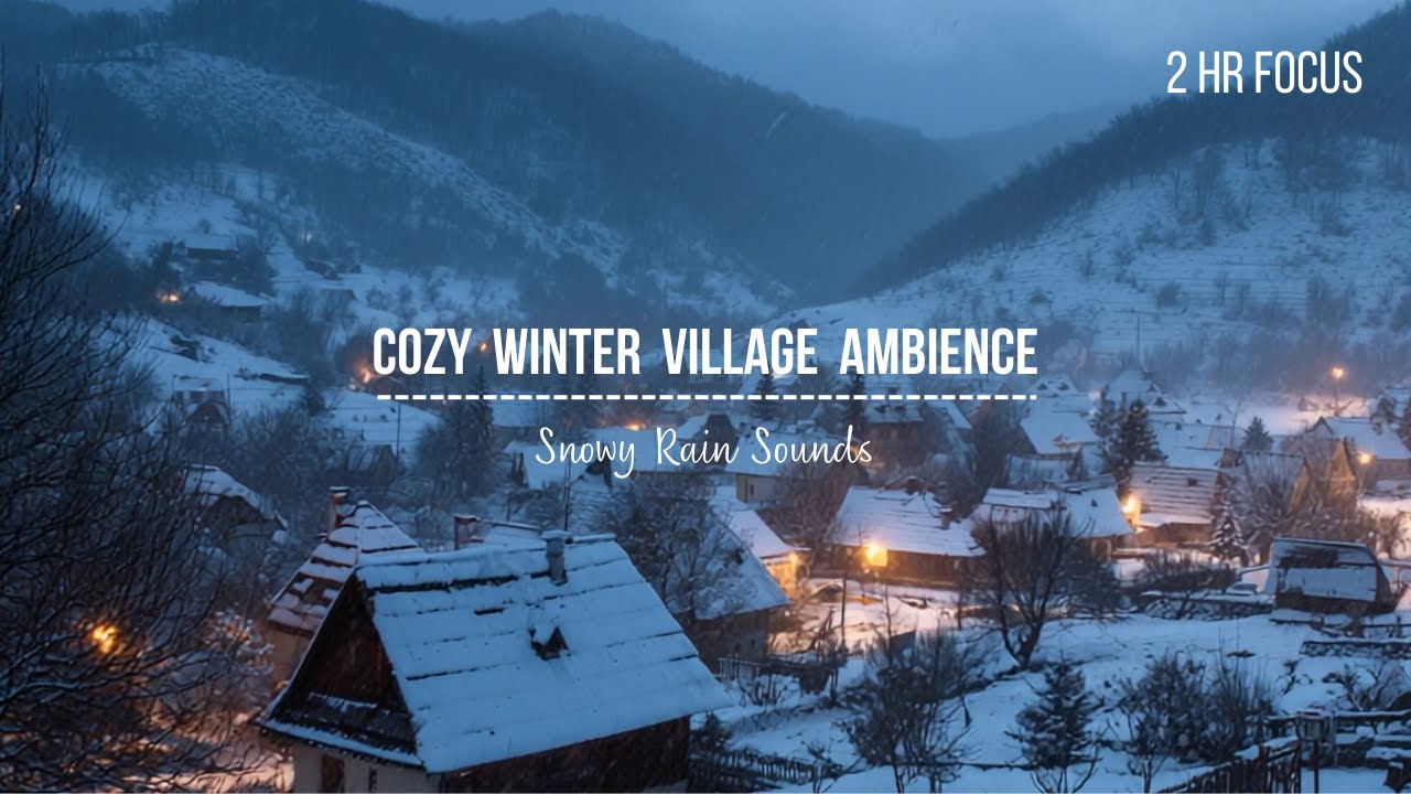 [2HRS] COZY WINTER VILLAGE AMBIENCE ❄️ Snowy Rain Sounds for Deep Sleep, Focus & Stress Relief