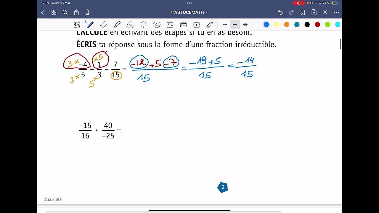 CE1D 2024 &ndash; Astuce pour r&eacute;soudre 2 exercices de fraction qui reviennent souvent !