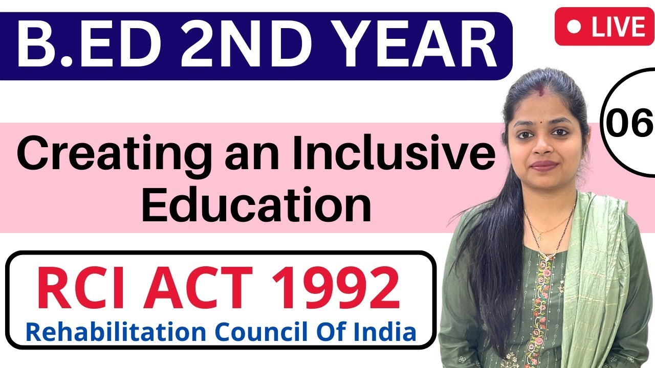 RCI Act 1992 | Creating An Inclusive Education | MDU B.ed 2nd Year