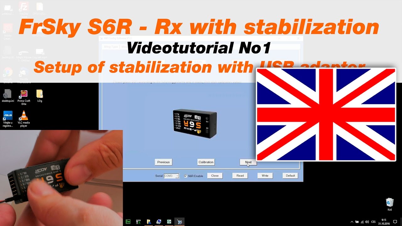 FrSky S6R - Receiver with stabilization - Video-tutorial No1 (USB adapter)
