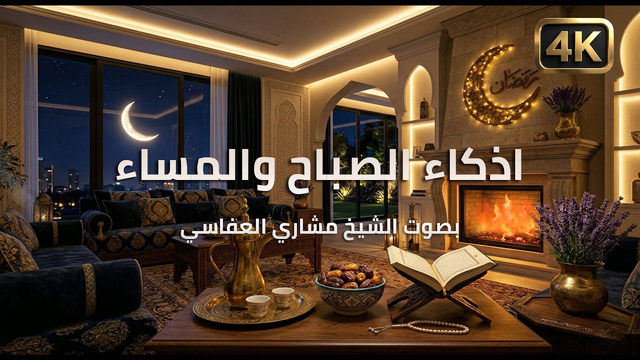 🌙 أذكار المساء و الصباح | أجواء فاخرة مع هلال رمضان وزينة مضيئة تبعث السكينة ✨🕌