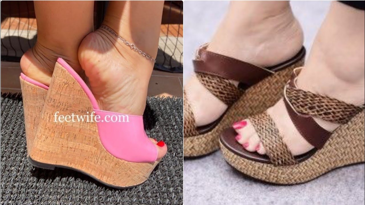 Alluring collection of wedge heel mule sandals for ladies.