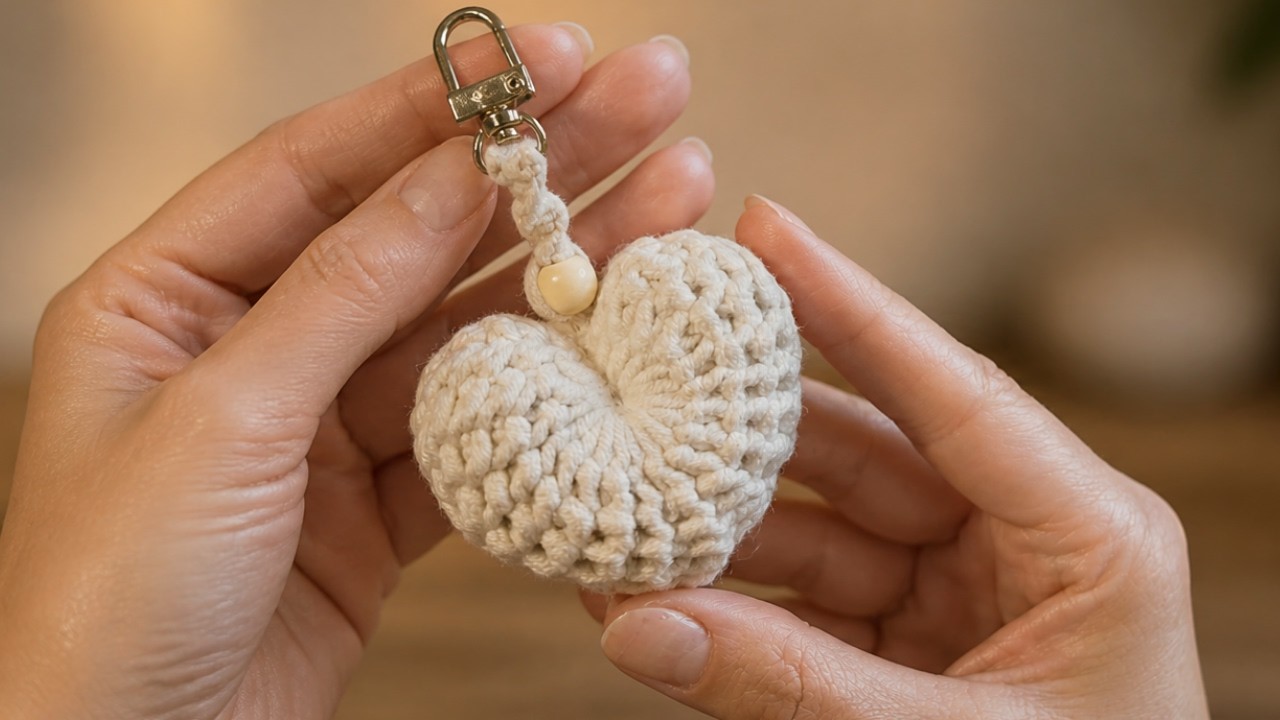❤️ Sevgililer Günü İçin Kalp Anahtarlık Örüyoruz ❤️ | Crochet Heart Keychain & Bag Charm Tutorial