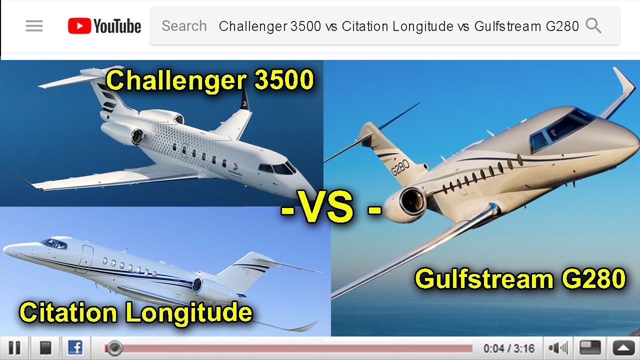 Challenger 3500 vs Citation Longitude vs Gulfstream G280 by Randy Bable of Runway 10 Aero Brokers