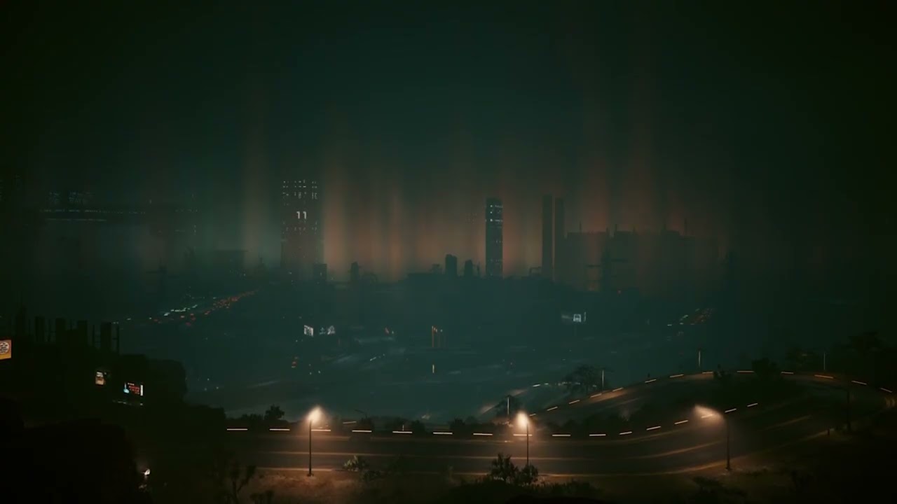 Resting Outside of Night City Watching the City Glow - Cyberpunk 2077 Ambience for work & study
