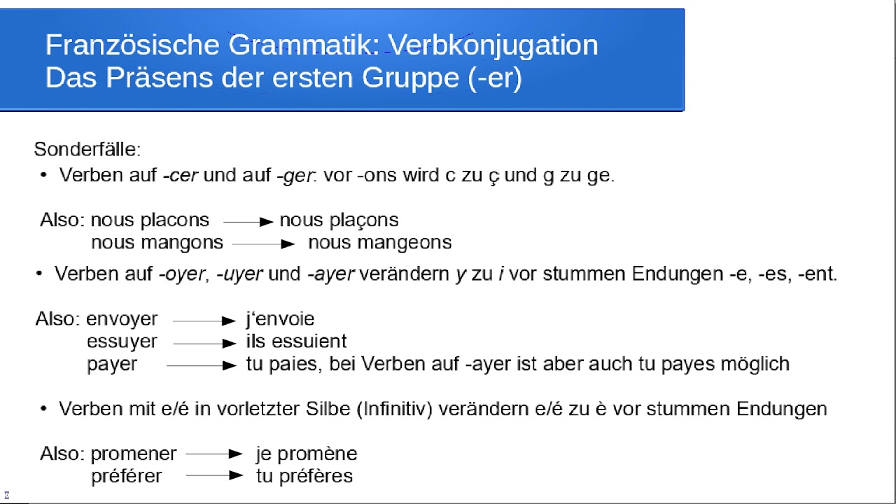 Präsenskonjugation der regelmäßigen Verben