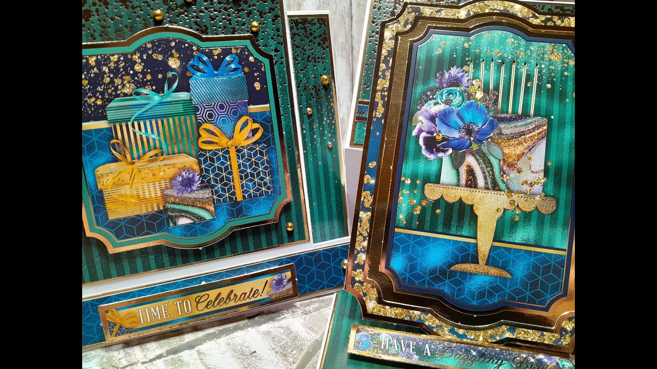 Crafting with Hunkydory Treasured Moments  - A Dazzling Birthday (reverse easel and Stepper cards)