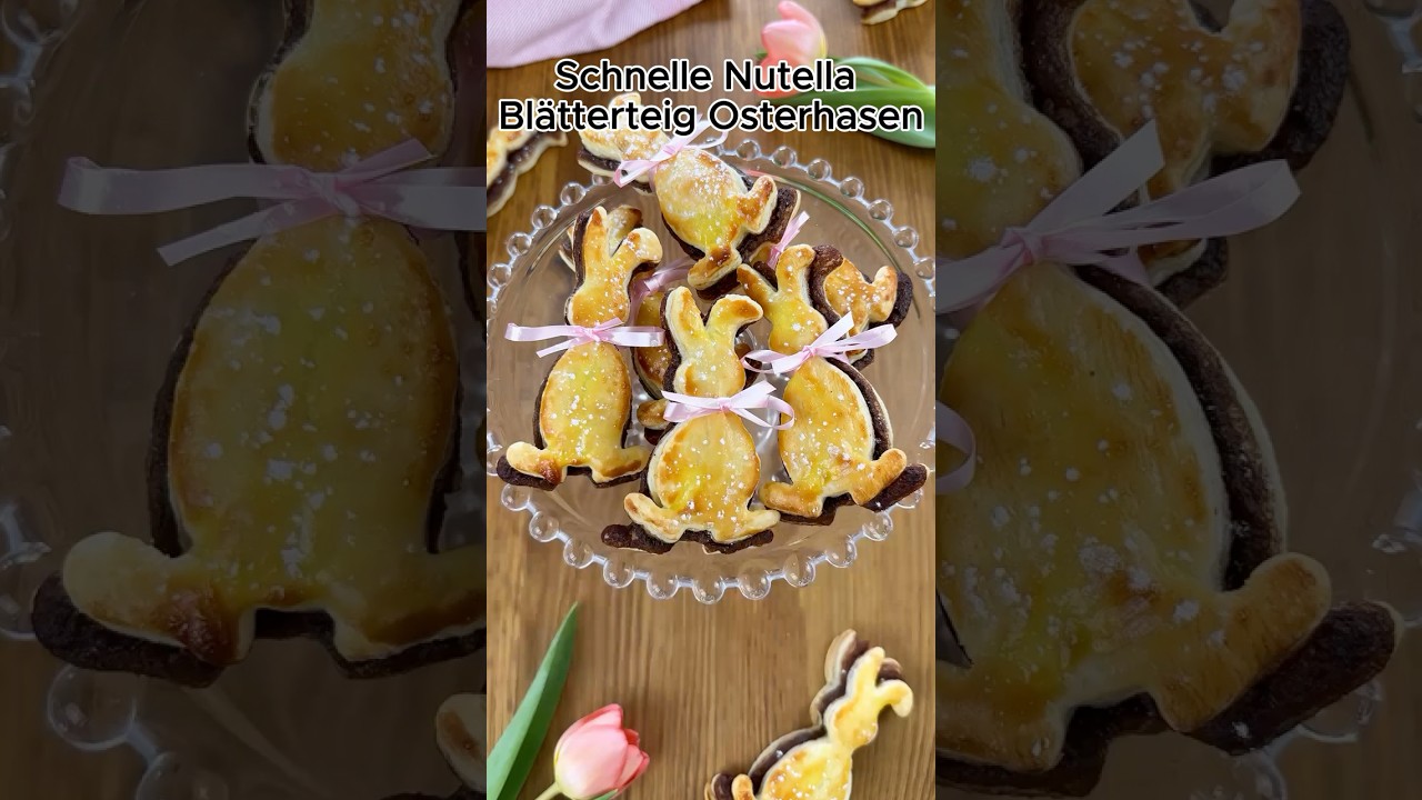 Schnelle Nutella Bl&auml;tterteig Osterhasen #rezept #recipe #backen #easter  #delicious #osterhase