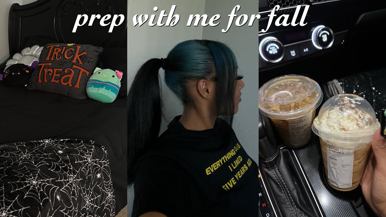 getting ready for fall vlog! 🕸️| trying starbucks drinks, room decor, hair appt + shopping!