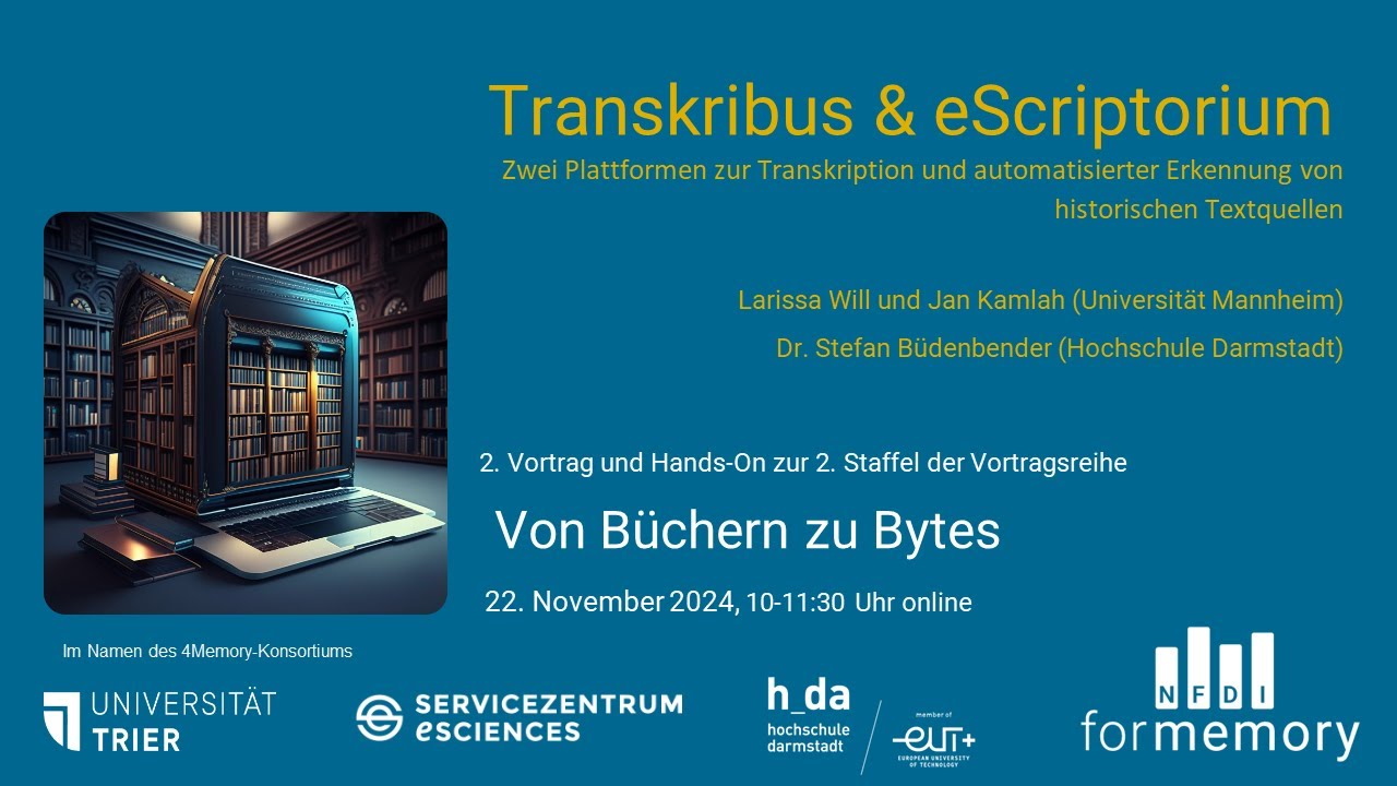 Von Büchern zu Bytes (11): Transkribus & eScriptorium